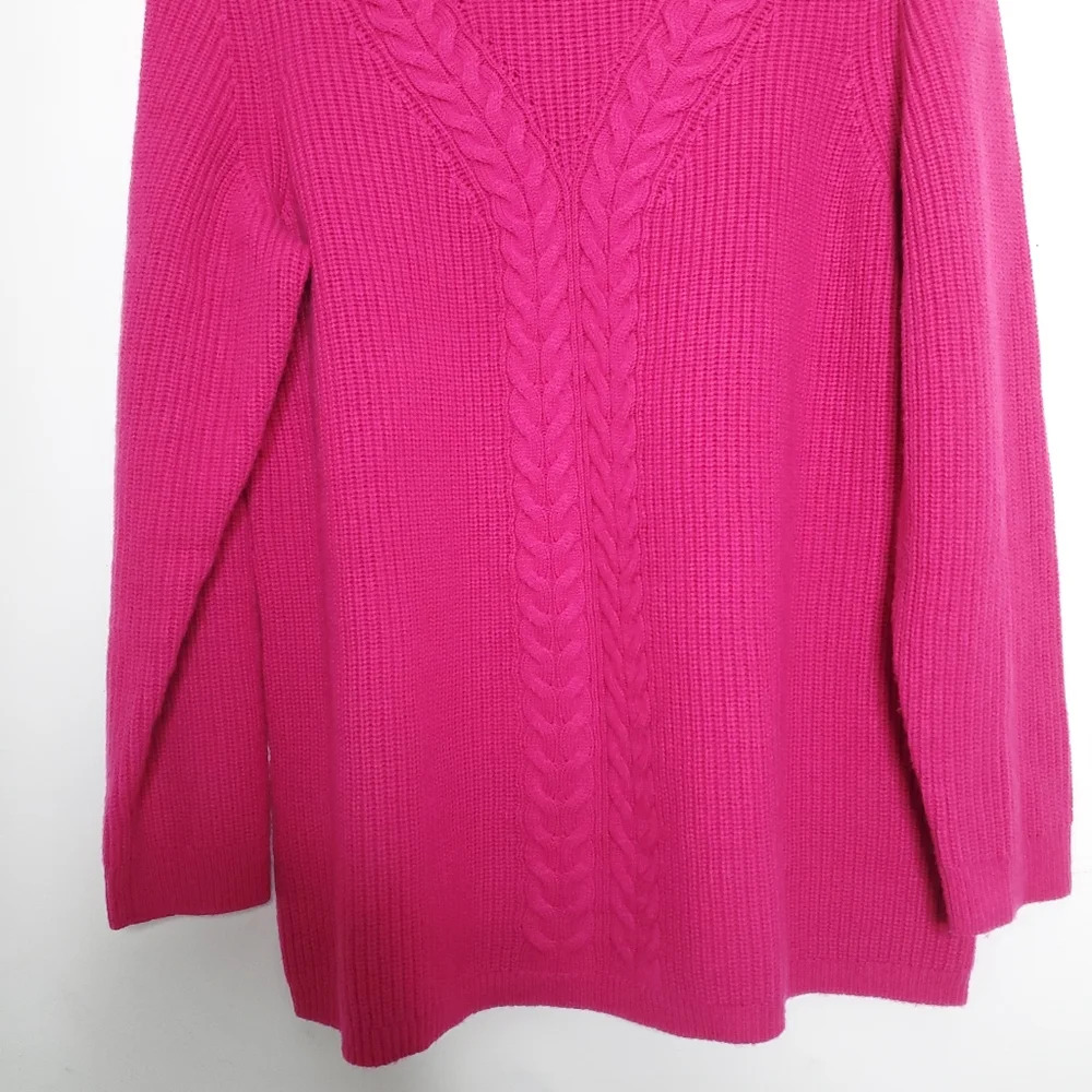 Talbots Plus Wool Blend Cable Knit Sweater Size 1X Pink Preppy Academia Barbie - Picture 5 of 9